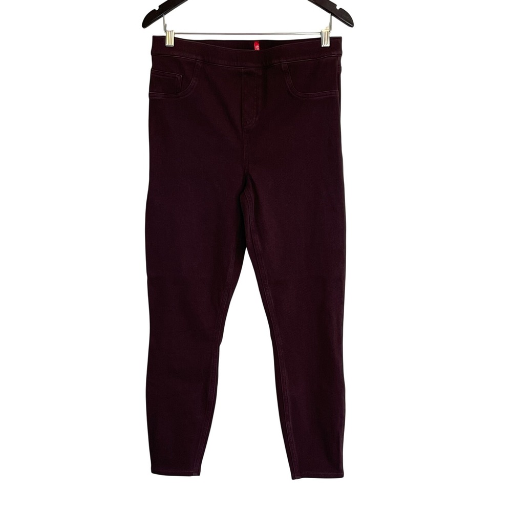 Spanx Ankle Jean Ish Leggings Dark Plum Burgundy High Rise XL Slimming Shapewear